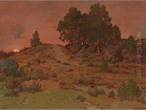 Soleil Couchant Sur Les Sables Du Jean-de-paris by Theodore Rousseau