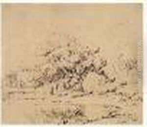 Grand Arbre Dans Un Paysage by Theodore Rousseau