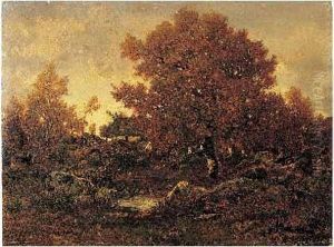 Mare Dans La Foret De Fontainebleau by Theodore Rousseau
