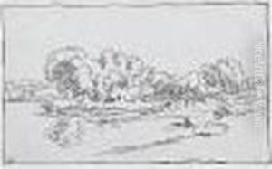 Bord De Riviere A La Barque by Theodore Rousseau