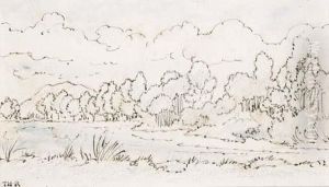 A Wooded River Landscape by Theodore Rousseau