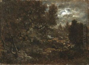 Clairiere De Foret, Clair De Lune
Signed 'th Rousseau' by Theodore Rousseau