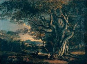 A Wooded Landscape With An Ancient Beech Tree, Ahuntsman And Mountains Beyond