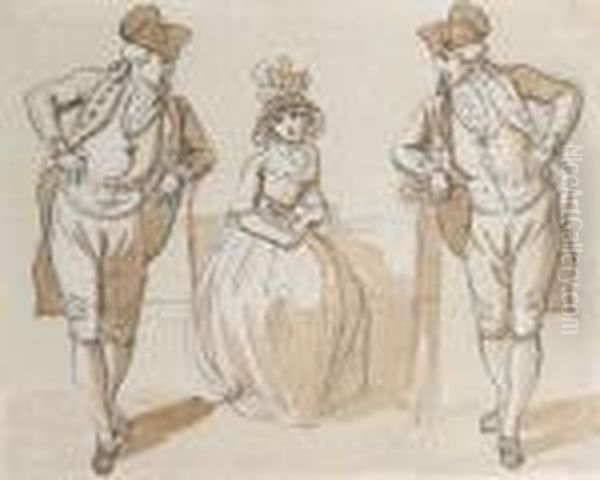 A Young Lady With Two Beaux - view 1