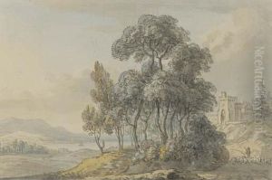 A Shepherd Driving His Flock Before A Scottish Castle by Paul Sandby