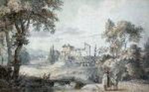 An Italianate Landscape With Travellers by Paul Sandby