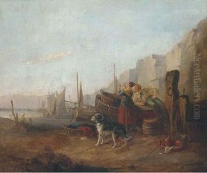Fisherfolk On A Beach