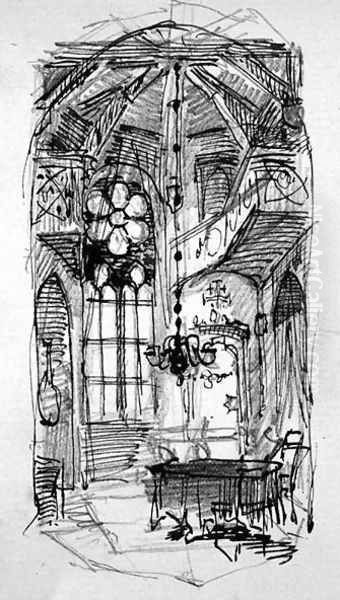 A sketch of the artists Oberwesel studio - view 1