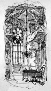 A sketch of the artists Oberwesel studio by Carl Haag