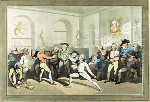Mr H Angelos Fencing Academy, engraved by Charles Rosenberg, 1791 by Thomas Rowlandson