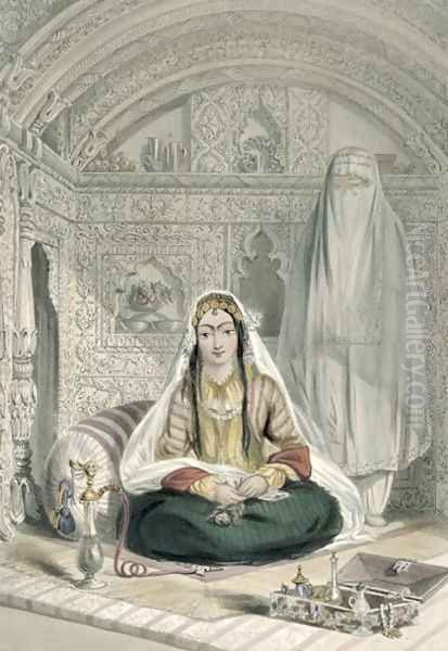 Ladies of Caubul in their In and Out-of-Door Costume, plate 24 from Scenery, Inhabitants and Costumes of Afghanistan, engraved by Walker, 1848 - view 1