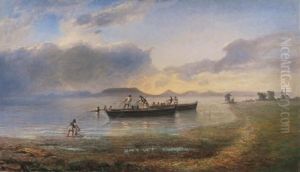 Fishermen By The Lake Balaton by Karoly Telepy
