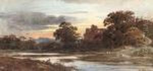 Castle Ruins At Dusk by John Varley