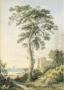 Landscape With Large Tree And A Castle In The Distance