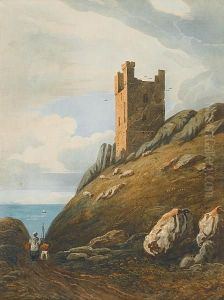 Lilburn Tower, Dunstanburgh Castle, Northumberland by John Varley