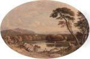 Romantic Landscape With Figures In The Foreground by John Varley