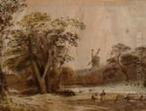 A Landscape, With A Windmill. A Landscape, With A Windmill.