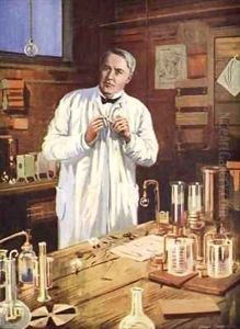 Thomas Edison in his workshop
