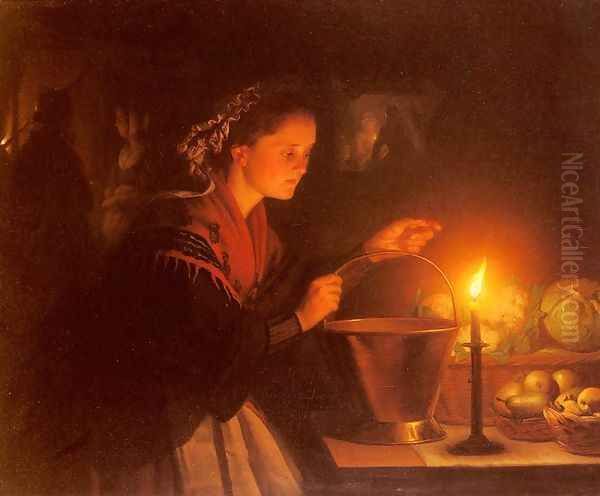 A Market Scene By Candlelight - view 1