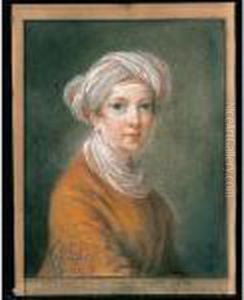 Ritratto Di Giovane Donna Con Turbante, Probabilmente Un Ritratto Dell'artista by Elisabeth Vigee-Lebrun