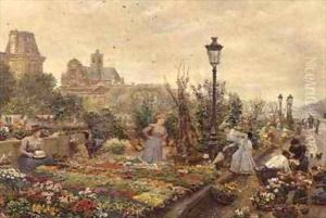 The Flower Market by Marie-Francois-Firmin Girard