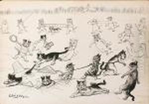 Cats Playing On The Ice by Louis Wain