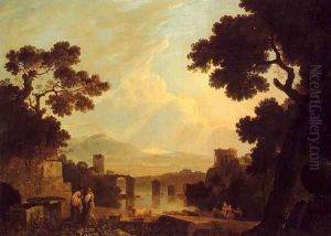 A Capriccio Landscape With The Temple Of The Sibyl At Tivoli And The Broken Bridge At Narni