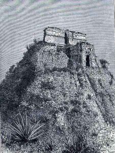 The Dwarf's House at Uxmal, from The Ancient Cities of the New World, by Claude-Joseph-Desire Charnay, engraved by A. Kohl, pub. 1887 by Taylor