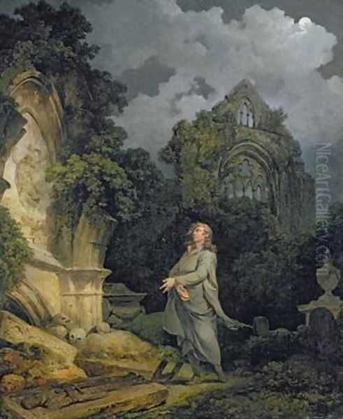Visitor to a Moonlit Churchyard 1790 - view 1