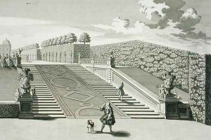 Steps to the garden terrace Belvedere Palace Vienna by Salomon Kleiner