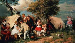The Acrobats Camp, Epsom Downs by William Parrott