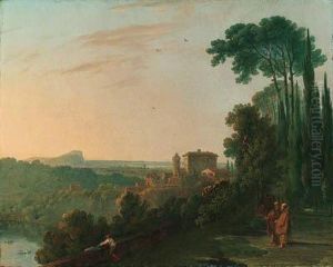 Lake Nemi, With Two Friars; And Lake Nemi From A Convent Garden(capucins At Gensano)