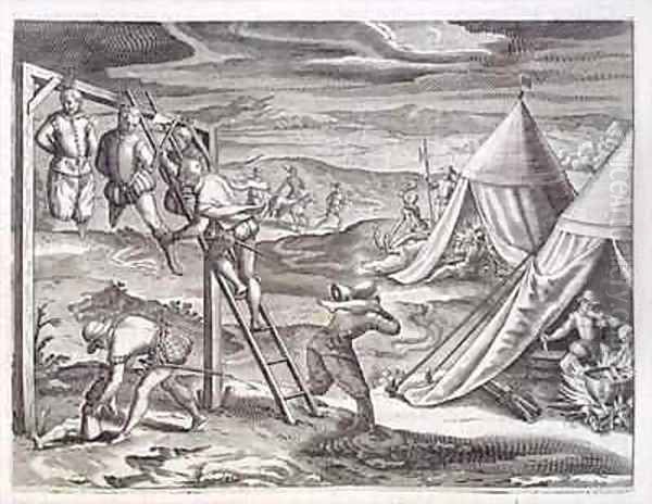 Hanging and mutilation of 3 thieves, Rio de la Plata - view 1