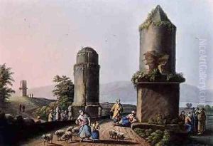 Monuments Near Tortosa in Syria from Views in the Ottoman Dominions 1810 by Luigi Mayer