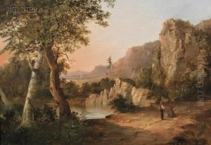Figures By A Mountain Lake by Ambrose Andrews