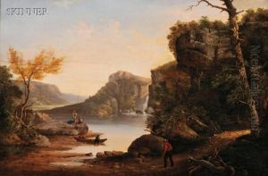 Landscape With Fishermen by Ambrose Andrews