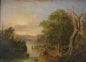 Hudson River Landscape With Figures And A Castle by Henry Ary