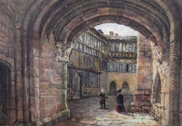 Figures In An Elizabethan Courtyard - view 1
