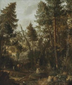 A Wooded Landscape With Deer Near A Pond by Pieter Bartholomeusz. Barbiers IV