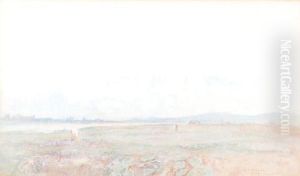 Figures In A River Landscape by Henry Dawson Barkas