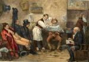 Fifty Years Ago In A Barber's Shop by Frederick Barnard