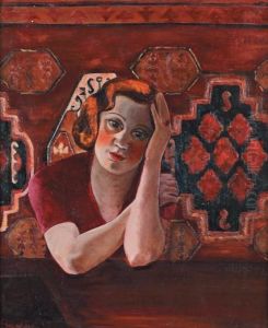 Portrait De Femme En Rouge by Victor Barthe