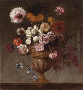 A Still Life Of Flowers In A Decorative Vase