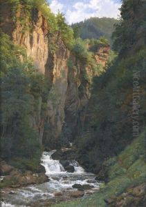 Sommerliche Gebirgsschlucht by Wilhelm Bernhard Benteli
