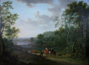 Travellers In An Italianate Landscape by Jan Frans Beschey