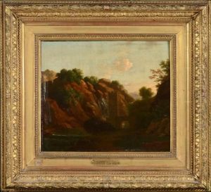 Cascade Dans Un Paysage by Jean Joseph Xavier Bidault