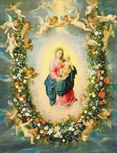 The Madonna and Child in a Floral Garland by Jan & Balen, Hendrik van Brueghel