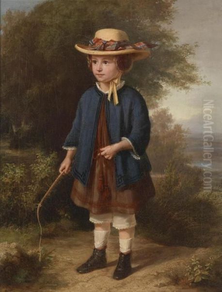 Child In Blue Cape With Rod - view 1