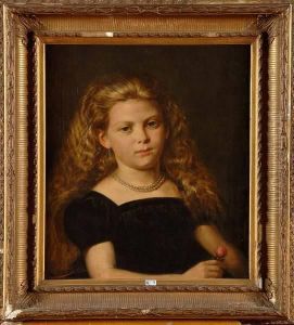 Portrait D""une Jeune Fille A La Rose by Jacques Louis Bonet