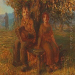 A Summer's Eve With Woman And Man Playing The Harmonica A Summer's Eve With Woman And Man Playing The Harmonica